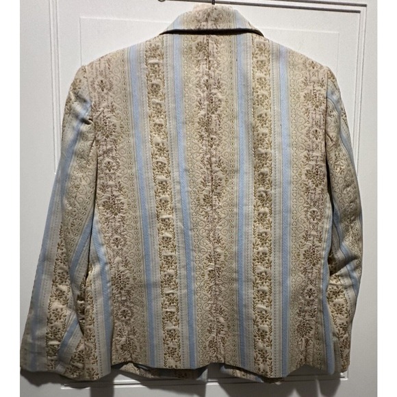 Peck & Peck Women's Blue Stripe Floral Embroidered Tapestry‎ Blazer Size 6 Lined - Picture 11 of 11